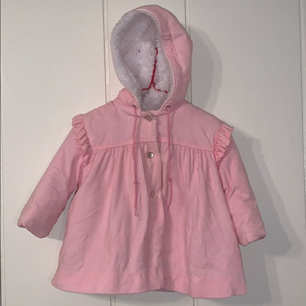Vtg‎ baby girl pink corduroy coat with hood